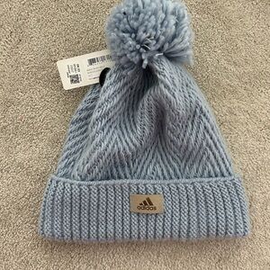 Adidas Kids Light Blue Pom-Pom Beanie
